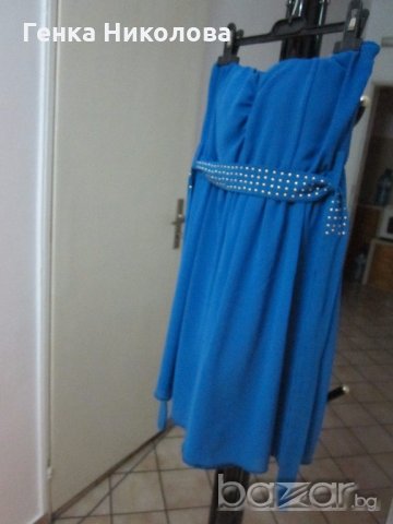 Синя копринена рокля - италианска, снимка 1 - Рокли - 19070063