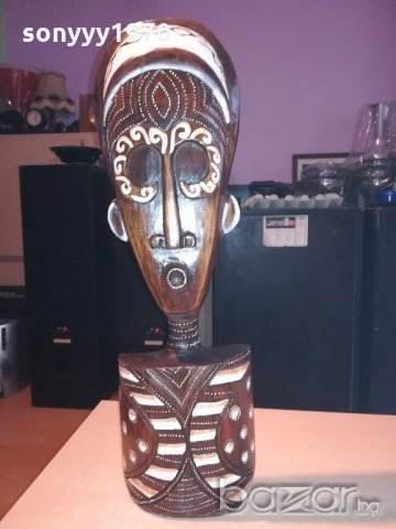 африканска маска-60х20х8см-масивна-дървена-от швеицария, снимка 6 - Антикварни и старинни предмети - 20932954