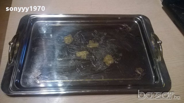 Rostfrei 18/10 gold 24k-поднос 46/30см-позлата+камъни-внос швеицария, снимка 8 - Антикварни и старинни предмети - 15481066