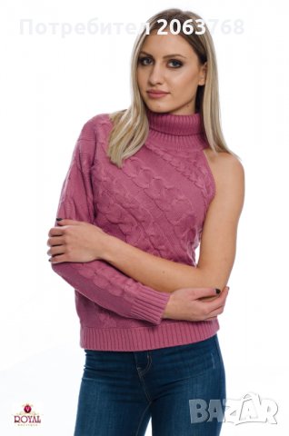Модерен Дамски Пуловер с Един Ръкав, снимка 1 - Блузи с дълъг ръкав и пуловери - 23681488