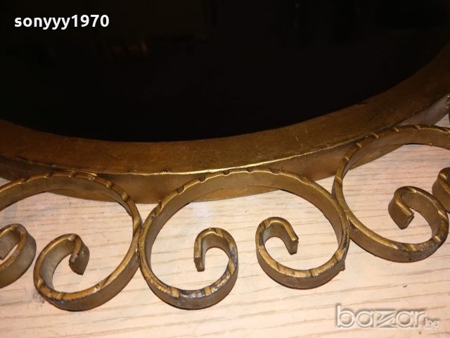 АНТИК-огледало 57см-ковано желязо-цвят злато-внос швеицария, снимка 11 - Антикварни и старинни предмети - 20291579