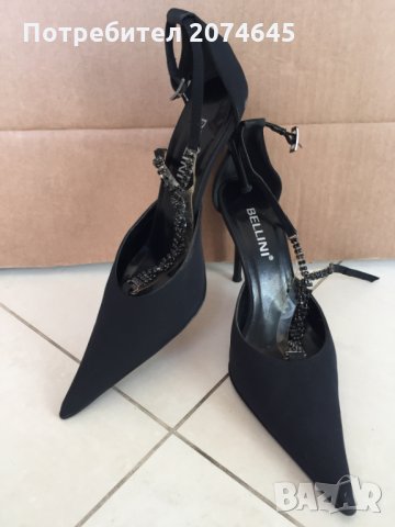 Bellini черни обувки с камъни на ток/абитуриентски/официални N38, снимка 2 - Дамски обувки на ток - 22787646