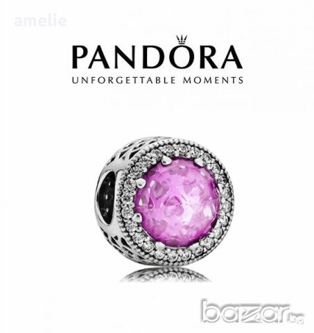 Черен Петък! Pandora талисман Blush Purple. Колекция Amélie, снимка 1 - Гривни - 19669338