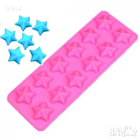 3D 12 релефни звездички за шоколадови бонбони силиконов молд фондан лед украса и декорация торта 
