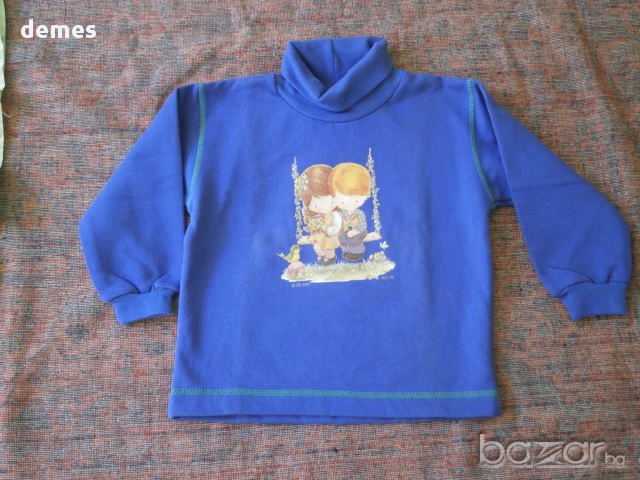 Ватирано детско поло в турско синьо с щампа, ново, номер 30 , снимка 2 - Детски Блузи и туники - 15551303