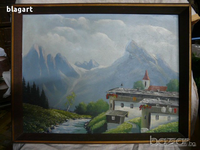стара картина -"Планински пейзаж", снимка 1