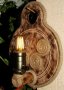 Уникална, ръчно изработена дървена битова стенна лампа Гайтан за механа в битов/винтидж стил, снимка 2