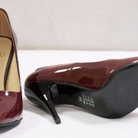Елегантни лачени обувки от еко кожа в цвят бургунд Suheym, снимка 6 - Дамски обувки на ток - 18634021
