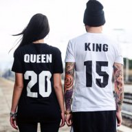 За ВЛЮБЕНИ! KING & QUEEN LOVE тениски с номер по ТВОЙ ИЗБОР! Поръчай модел с твоя ИДЕЯ!, снимка 6 - Тениски - 15058871