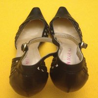 41 San Marina черни луксозни италиански обувки естествена кожа с ток, снимка 7 - Дамски обувки на ток - 20867001
