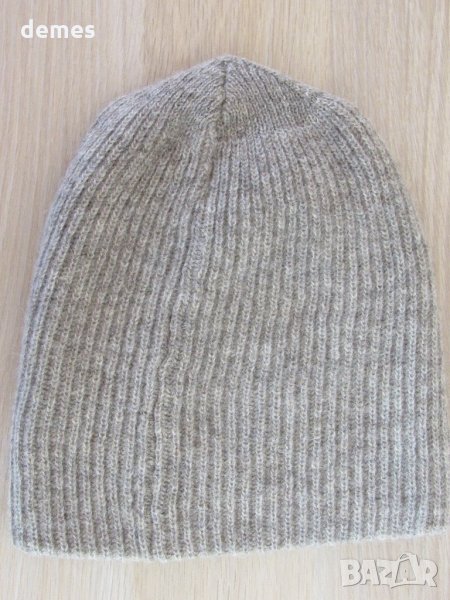 Сива машинно плетена вълнена шапка, 100% вълна, Монголия , снимка 1