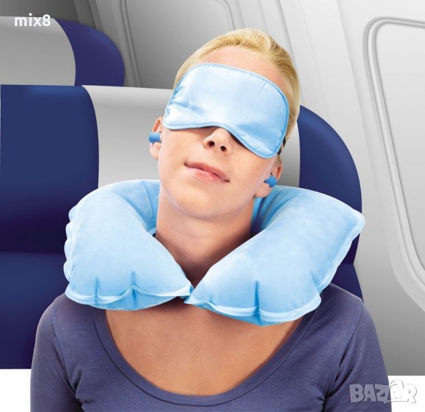 Комплект за пътуване надуваема възглавница, маска и тапи за уши Bestway , снимка 1