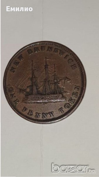 1843 ONE PENNY TOKEN  NEW BRUNSWICK, снимка 1