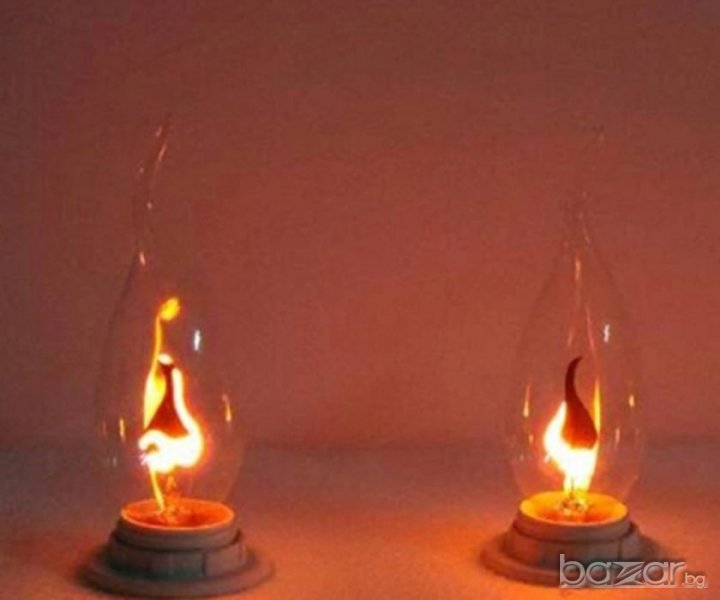 Лампа Е14 имитираща пламък на свещ., снимка 1