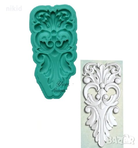 ОР47 Издължен Орнамент силиконов молд къс борд кант форма декорация торта фондан шоколад и др, снимка 1