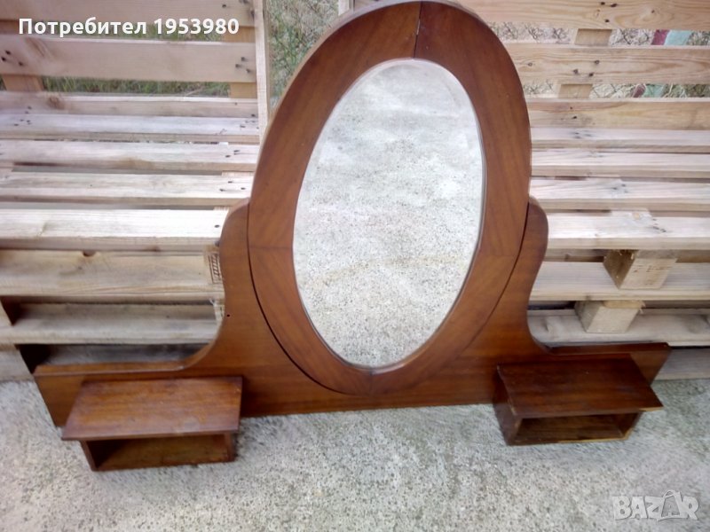 Старо дървено огледало за скрин, снимка 1