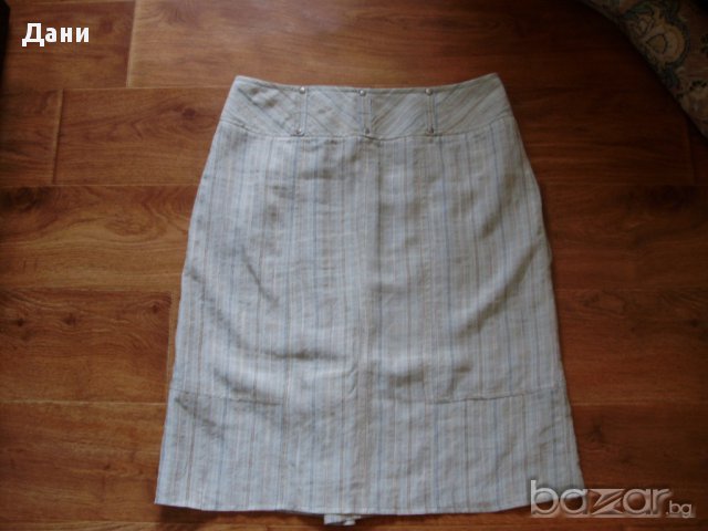 Ленена лятна пола с интересна предница, снимка 3 - Поли - 15207524