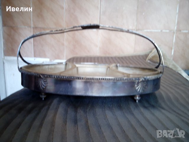 стара посребрена купа за ядки арт деко, снимка 4 - Антикварни и старинни предмети - 21643729