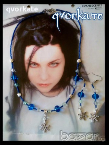 Колие и обеци снежинки