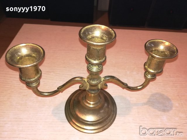 старинен свещник-антика-24х18х11см-внос швеицария, снимка 9 - Антикварни и старинни предмети - 20247202