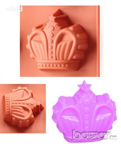 3D Дълбока корона силиконов молд форма декорация торта фондан шоколад гипс сапун, снимка 1 - Форми - 18676812