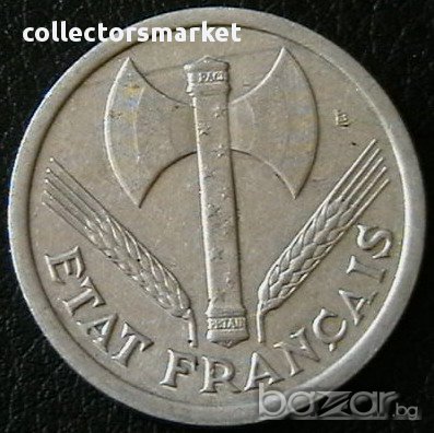 2 франка 1943, Франция, снимка 2 - Нумизматика и бонистика - 11703919