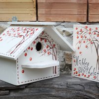 дървени рисувани къщички за птици, снимка 7 - Други - 14278090