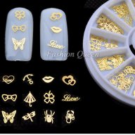 3d фигурки декорация различни видове  златни за нокти маникюр, снимка 1 - Продукти за маникюр - 15856539