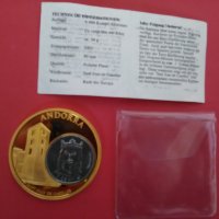 Позлатен Медальон/Плакет/Емблема 'Андора-Европейски Валути'+1Сантим-54g.-50mm, снимка 3 - Нумизматика и бонистика - 25068576