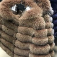 Дамско палто от лисица 2 в 1 става и елек кафяво, снимка 1 - Палта, манта - 20292559