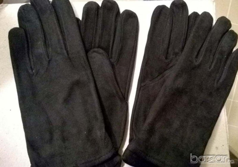 велурени черни дамски ръкавици, снимка 1