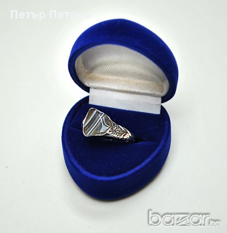 Уникален пръстен от сребро 925 с естествен камък - ахат, снимка 8 - Пръстени - 8691321