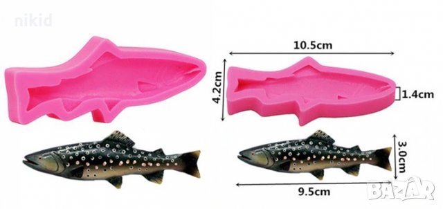 Скумрия дълга тясна риба силиконов молд форма декорация торта фондан шоколад