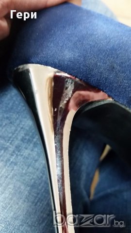 Елегантни сатенени тъмносини обувки на ток Miss Roberta, снимка 7 - Други - 10495040