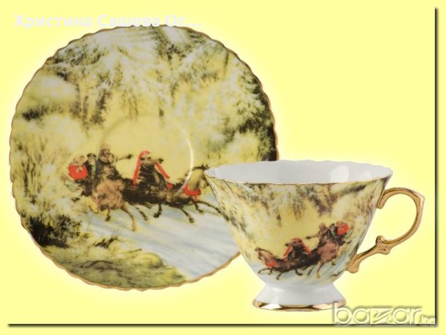 Чаши за кафе и чай-оригинален костен порцелан със злато, снимка 3 - Чаши - 18705283