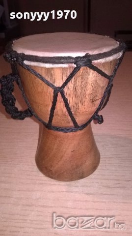 Тарамбука-12х9см-дърво и кожа-внос швеицария, снимка 3 - Антикварни и старинни предмети - 17785531