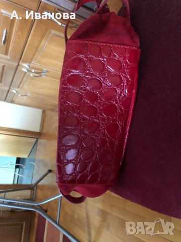 Дамска чанта естествена кожа и естествен велур Nicoli , снимка 6 - Чанти - 24576225