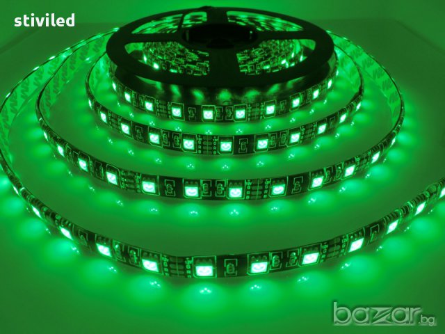  LED RGB Strip 5050 Черно PCB RGB Водоустойчива.60 диода на метър , снимка 4 - Лед осветление - 17503293
