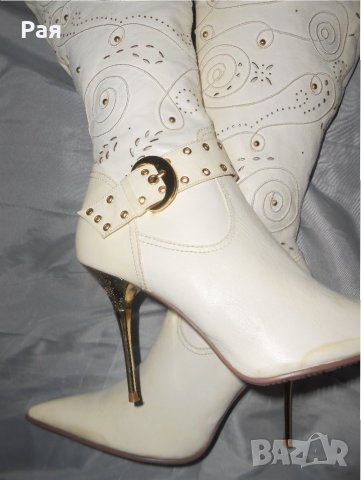 Елегантни кожени ботуши Fiorelli мръсно бели със златни елементи , снимка 17 - Дамски ботуши - 23847552
