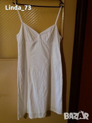 Дам.рокля-"H&M"-/лен+памук/-цвят-бяла. Закупена от Италия., снимка 1 - Рокли - 22636188