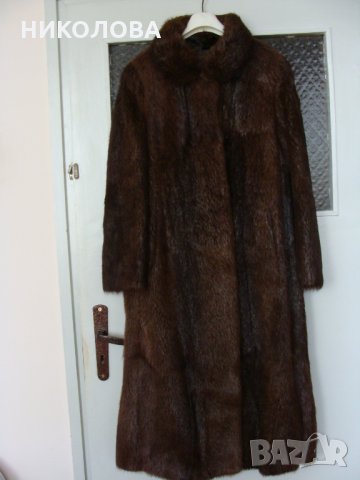 Дамско дълго кожено палто от нутрия, снимка 2 - Палта, манта - 25291646