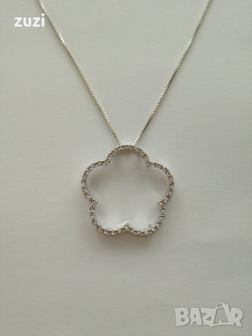 Сребърно колие с циркони - 925 сребро  , снимка 4 - Колиета, медальони, синджири - 24700698
