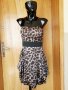 H&М Кафява рокля бюстие тип балон животински принт С, снимка 1 - Рокли - 25134416