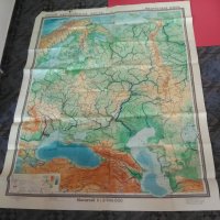 Стара Физическа Карта на СССР-Европейска част-1952г., снимка 1 - Антикварни и старинни предмети - 21989135