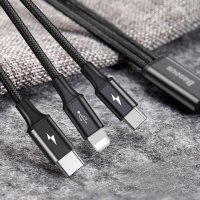 Baseus FAST DATA кабел за зареждане 3 в 1 Type-C, micro USB, pins 3 в1, снимка 6 - USB кабели - 23257048