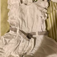 Бебешка бяла рокля със сребристо коланче , гащи и лента, снимка 2 - Бебешки рокли - 24843974