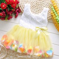 детска рокля перли-листа 10 жълта., снимка 1 - Бебешки рокли - 16999417