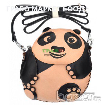 Чантичка във формата на панда, изработена от естествена кожа, снимка 1