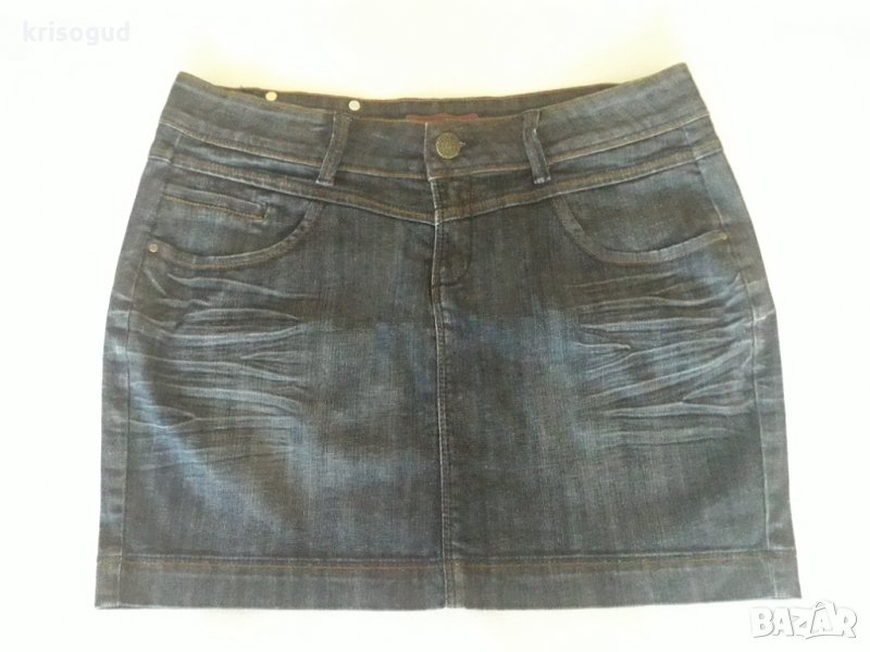 Manguun, стилна дънкова къса пола, размер: 40, талия: 43/ ханш: 51 см. , снимка 1