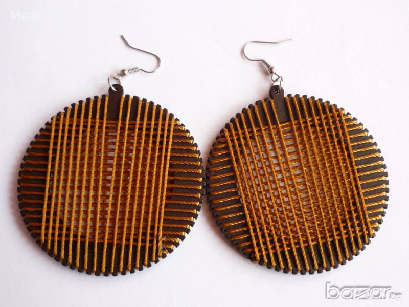  Обемни дървени обеци , снимка 1